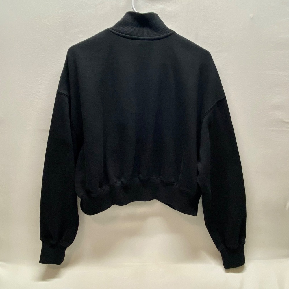 Nike Cropped 1/2 Zip Fleece Women's Large Black Logo Activewear Sweatshirt READ - Picture 5 of 12